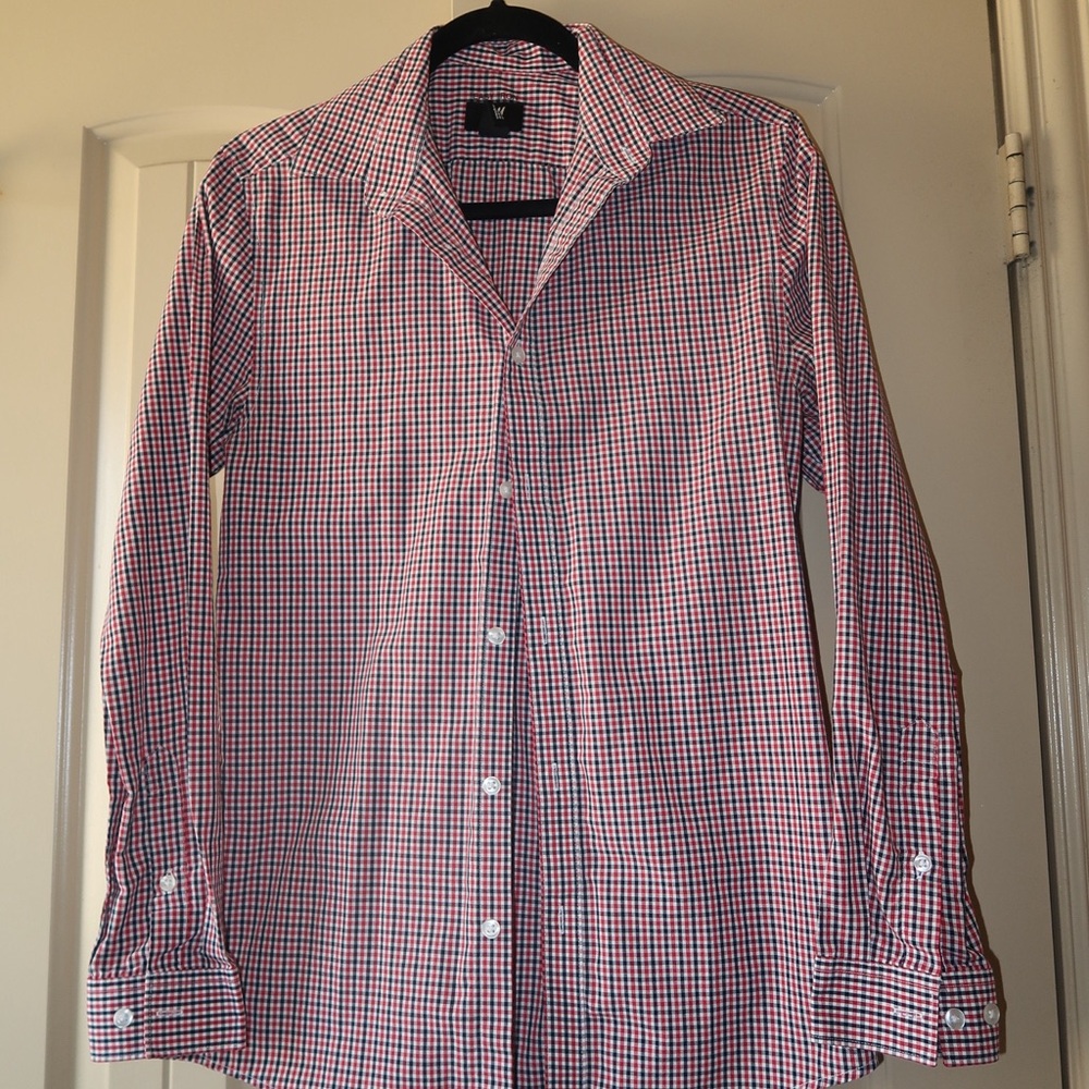 H&M Men's Red and Blue Gingham Dress Shirt